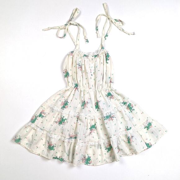 Vintage Miss Quality Dress Girls Sz 4T Cream Floral Sundress Boho Cottagecore - Picture 3 of 4